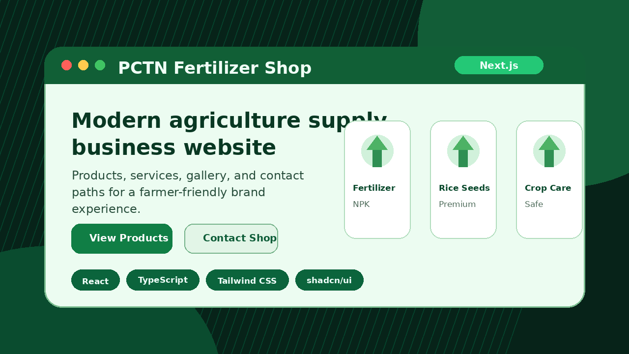 PCTN Fertilizer Shop multi-page business website preview